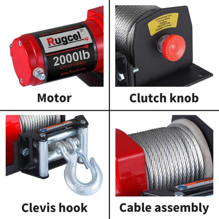 RUGCEL WINCH 2000lb Electric Winch Kit (image 3)